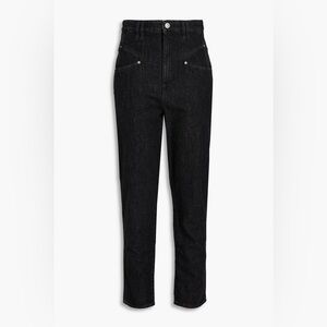 Isabele Marant High Rise Crop Jeans Tapered Black Raw Hem